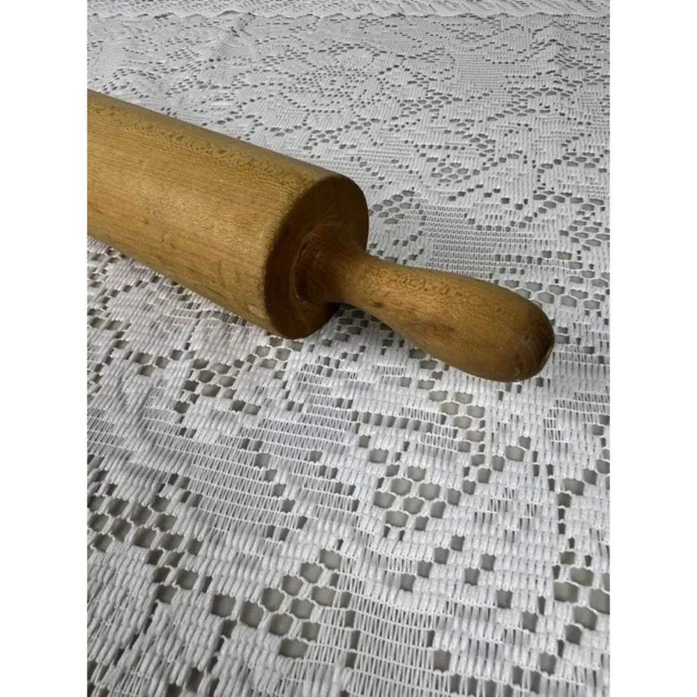 Vintage Wooden Rolling Pin 16.5 Inch Farmhouse Hardwood Dough Roller Natural
